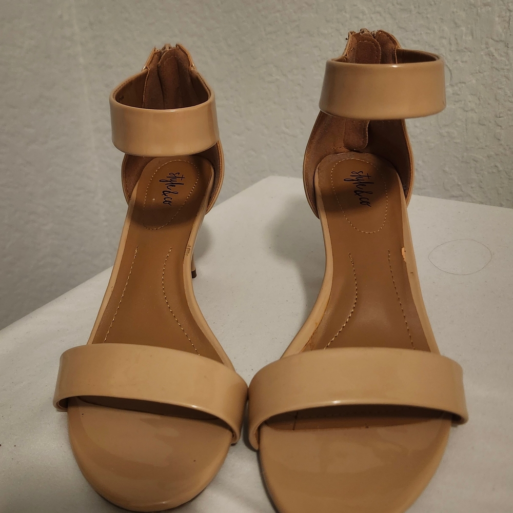 Style & Co. Nude Ankle-Strap Block Heel Sandals